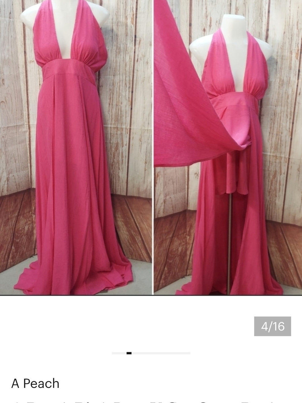 Deep V Halter Maxi Dress in Hot Pink